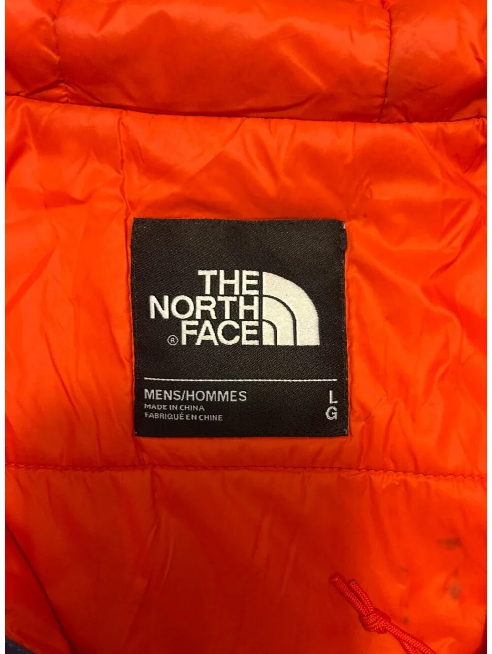 Vintage North Face Hyvent Hooded Blue Quilted Orange Lined Jacket Men's Large L